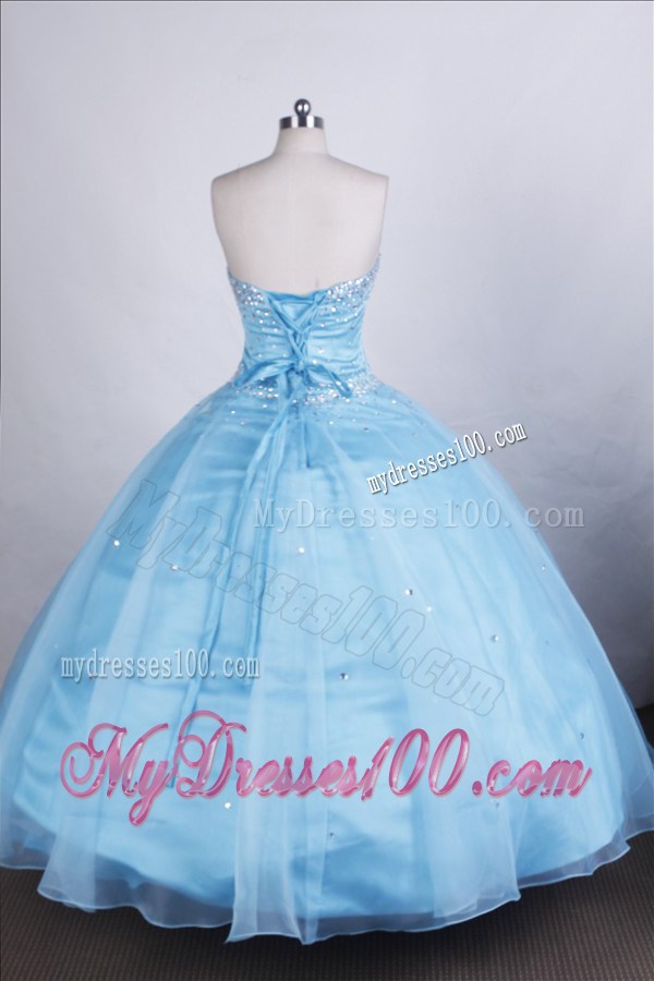 2013 Elegant Strapless Beaded Bust Light Blue Quinceanera Dress